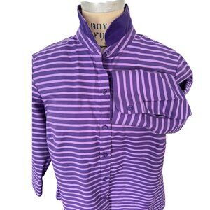 Coldwater Creek No Iron Purple Stripe Button Down Collar Shirt Sz 18